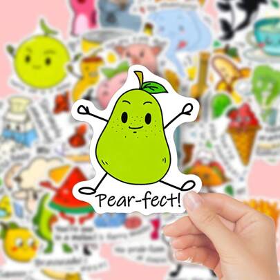 60 Stücke Motivations-Aufkleber mit Tier- und Obstmotiven und englischen Worten, geeignet für Notizbücher, Planer, Dekorationsaufkleber, Schulmaterialien, Rückkehr zur Schule