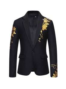 Bộ vest cưới giản dị in họa tiết Paisley dành cho nam - màu đen - Xem 1