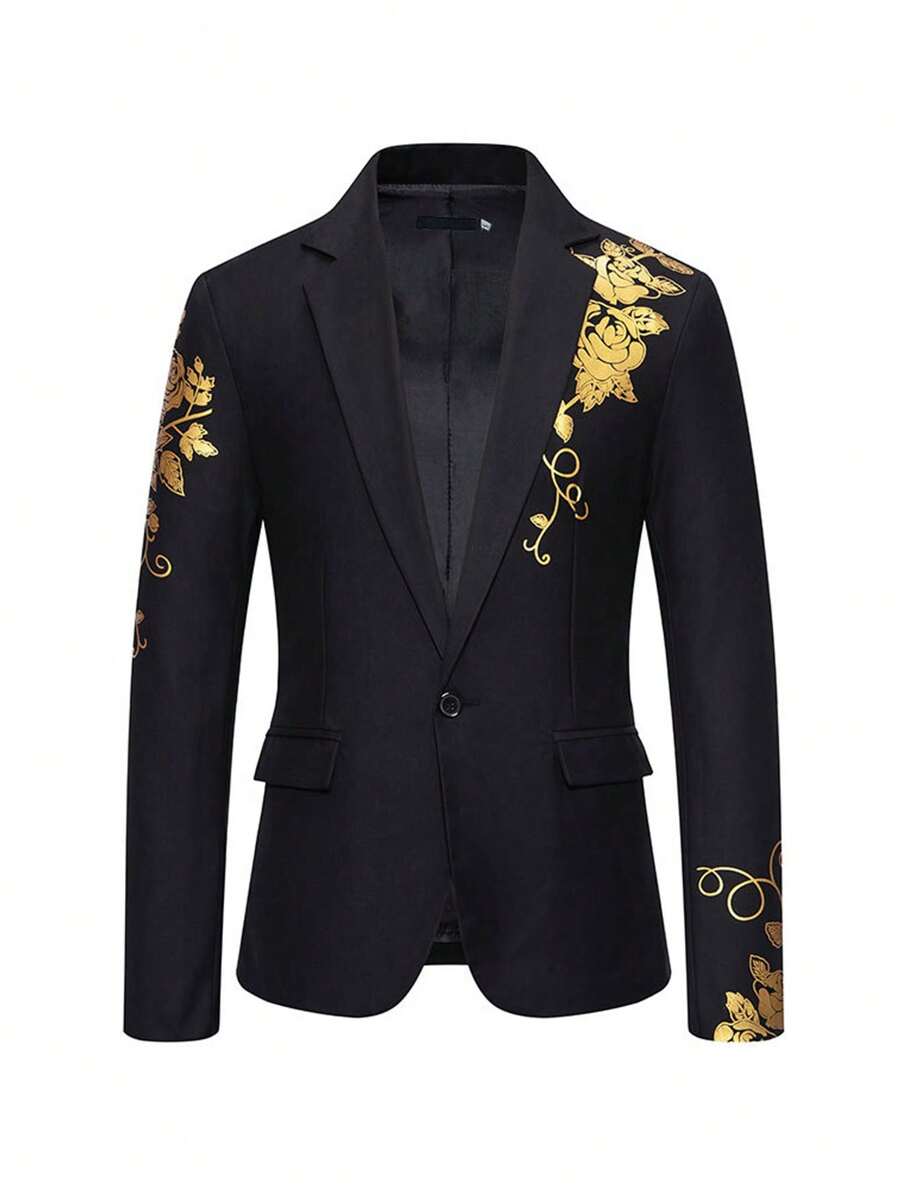 Bộ vest cưới giản dị in họa tiết Paisley dành cho nam - màu đen - Xem 1