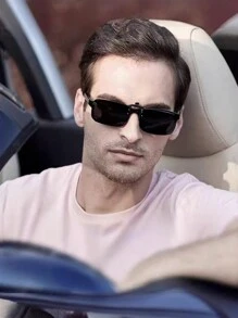 Occhiali da miopia con montatura in plastica classica a molletta, stile retrò quadrato da aviatore, adatti per sport all'aperto, ciclismo, guida, pesca e altre occasioni - Multicolore - Visualizzare 1