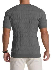 Camisas De Punto Henley De Manga Corta Para Hombre, Ajuste Delgado, Camisetas De Moda De Verano - Gray - View 2