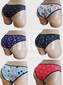 Kit 50 Comfortable Thong Panties For Girls And Youth Polyester - 彩色 - 查看 3