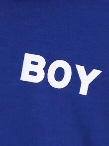 2 stuks Young Boy Casual Minimalist Letter Print Colorblock Hoodie & Effen Kleur Broek Set, Herfst Winter