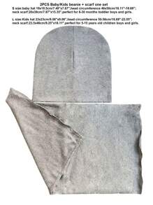 2pcs/Set Kids Solid Color Beanie Hat And Scarf Set, Knitted Warm Hats And Scarves For Toddler/Youth Boys And Girls, Spring/Autumn - Grey - View 4
