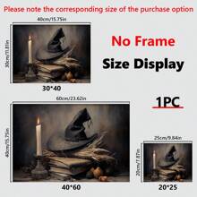 1pc Canvas Wall Art Print, Halloween Witch Poster, Vintage Art Decor Style, Modern Retro Wall Hanging Decor For Living Room, Bedroom, Home Office - Ink On Canvas Interior Artwork Home Decor Halloween Decor Room Decor