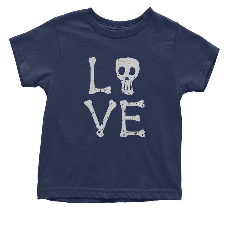 Love Skeleton Bones Infant One-Piece Romper Bodysuit And Toddler T-Shirt - Navy Blue - View 1