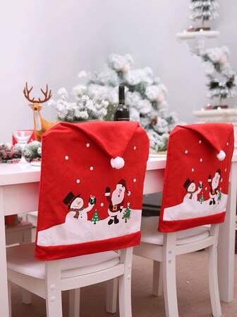 AFYPRTY 1 件圣诞椅套卡通圣诞老人雪人凳套无纺布圣诞大帽子创意家居装饰节日派对餐桌椅套