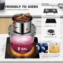 1 set d'alambic en acier inoxydable de 30 litres avec spirale en cuivre et thermomètre intégré. Équipement de brassage maison DIY pour faire du brandy, du rhum, de la tequila, de la vodka pour les fêtes