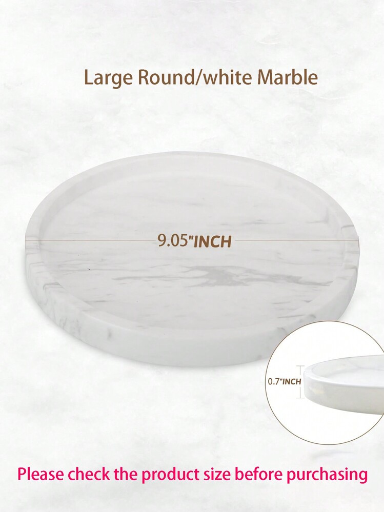 Bandeja decorativa de patrón de mármol de silicona natural, bandeja redonda adecuada para perfume, cosméticos, velas, almacenamiento de mesa de tocador de baño, dormitorio, cocina, decoración del hogar - Multicolor - Añade 9