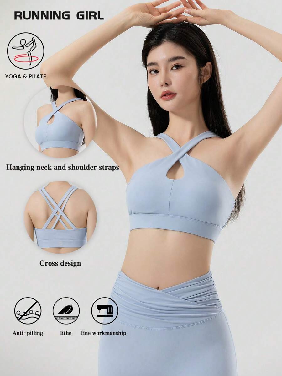 RUNNING GIRL High Impact Shockproof Sports Bra For Running, Yoga & Fitness - Blue - View 1