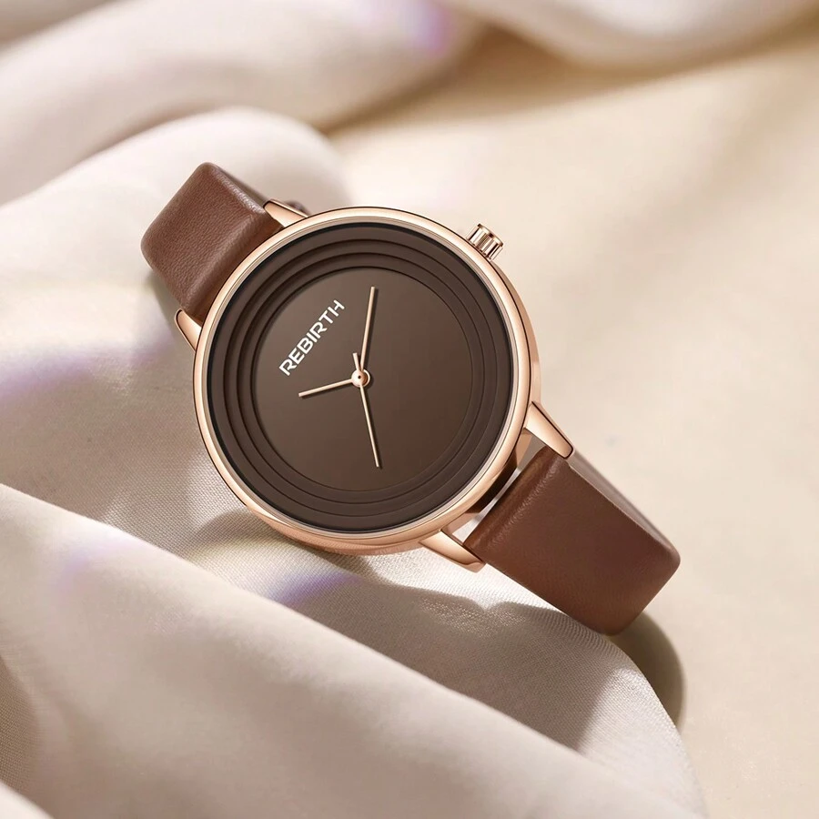 1pc Women's Retro Vintage Disc-Shaped Simple Quartz Wrist Watch - 棕色 - 查看 1