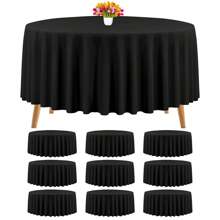 Teruntrue 10 Packs Premium Round Tablecloth 108 Inch  Polyester Table Cloth Bulk Washable Polyester Fabric Tablecloths Table Cover For Wedding Party Banquet Buffet Table Holiday Dinner (108 Inch)