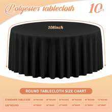 Teruntrue 10 Packs Premium Round Tablecloth 108 Inch  Polyester Table Cloth Bulk Washable Polyester Fabric Tablecloths Table Cover For Wedding Party Banquet Buffet Table Holiday Dinner (108 Inch)