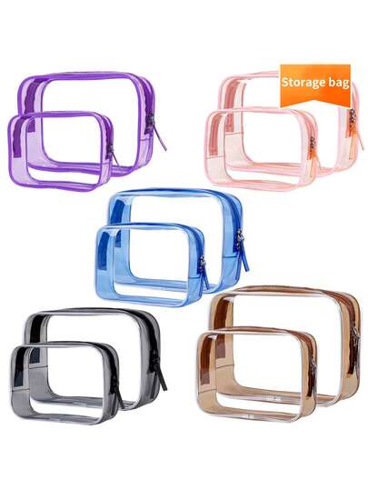 2个装 M + XL 尺寸化妆包，高品质 PVC 户外旅行游泳洗漱用品收纳袋