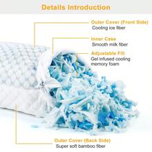 Cooling Memory Foam Pillow Ventilated Soft Bed Pillow With Cooling Gel Infused Memory Foam Heat Moisture Reducing Cooling Fiber Breathable Machine Washable - King_1件 - 查看 8