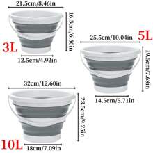 1 件 10 升/2.64 加仑可折叠水桶带手柄，多功能可折叠圆形桶，节省空间的户外水壶，适用于清洁、园艺、钓鱼、露营、灰色和白色、园林工具 - 灰色 - 查看 3