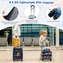 5Pcs Kids Luggage Set Carry-On Children Rolling Suitcase Set With Backpack Blue - Blue - View 4