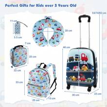 5Pcs Kids Luggage Set Carry-On Children Rolling Suitcase Set With Backpack Blue - Blue - View 2