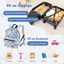 5Pcs Kids Luggage Set Carry-On Children Rolling Suitcase Set With Backpack Blue - Blue - View 5