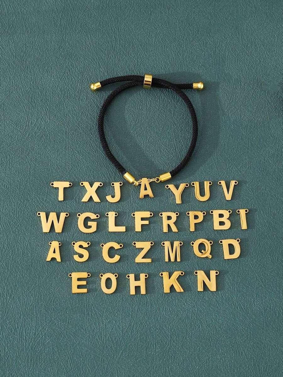 1 件青少年姓名首字母手链编织 26 个字母吊坠手链可调节生日礼物 - 均碼 - 查看 1