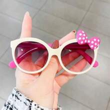 1/2pcs Fashionable Glasses, Shiny Bow Tie Glasses, Cute Cat Eye Round Frame Glasses, Adorable Photo Props, Decorative Eyewear, Perfect Gift For Boys And Girls