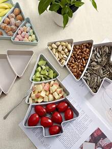 1 件装圣诞水果盘休闲零食盒适用于家庭，塑料糖果盘带坚果适用于派对装饰家居装饰配件圣诞装饰品圣诞装饰圣诞礼物圣诞派对用品 - 彩色 - 查看 1