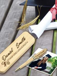 1pc Personalized Name Pens Set, Custom Business Engraver Pens Ballpoint, Bamboo Wooden Pen Set Gift Box, Thanksgiving Teacher's Day Gift Personalized Pens With Name,Graduation Gifts Customized Retractable Writing Ball Pen, Office School Gifts For Women/Men Birthday Gift Christmas Halloween New Year's Day Back To School