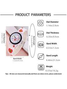 1pc Colorful Cartoon Heart Silicone Quartz Watch For Girls - White - View 3