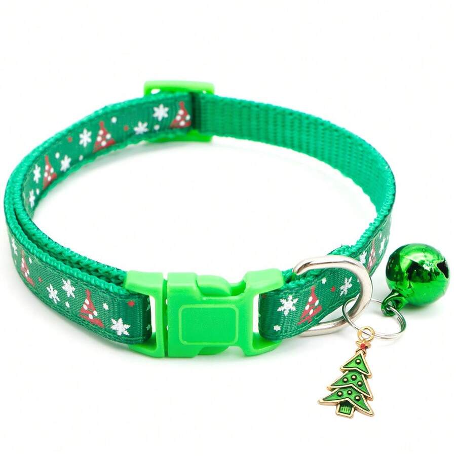 1pc Pet Christmas Collar, Deer, Snowflake Pattern Adjustable Cat & Dog