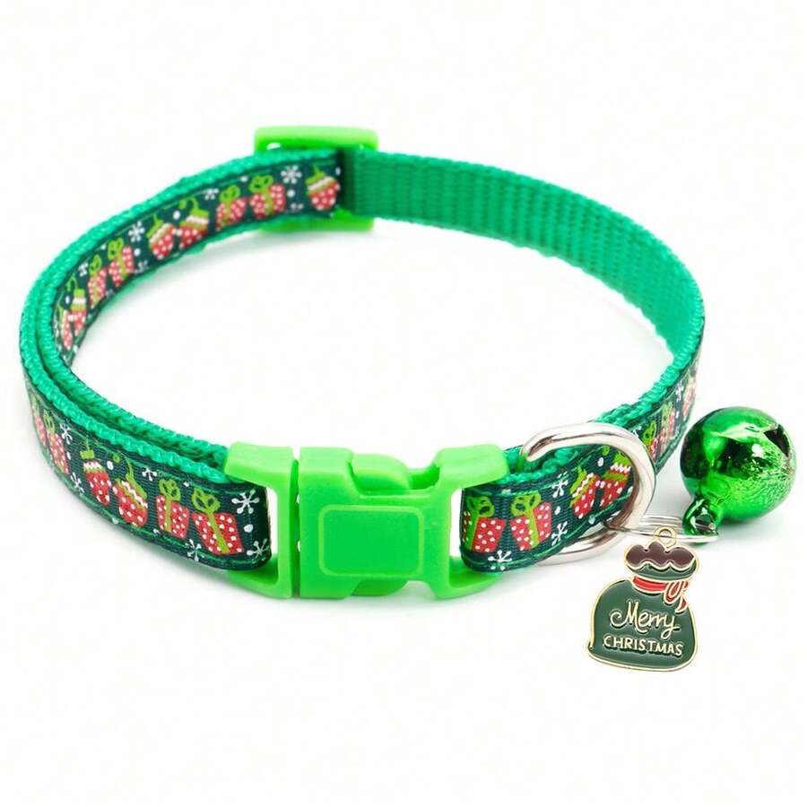 1pc Pet Christmas Collar, Deer, Snowflake Pattern Adjustable Cat & Dog