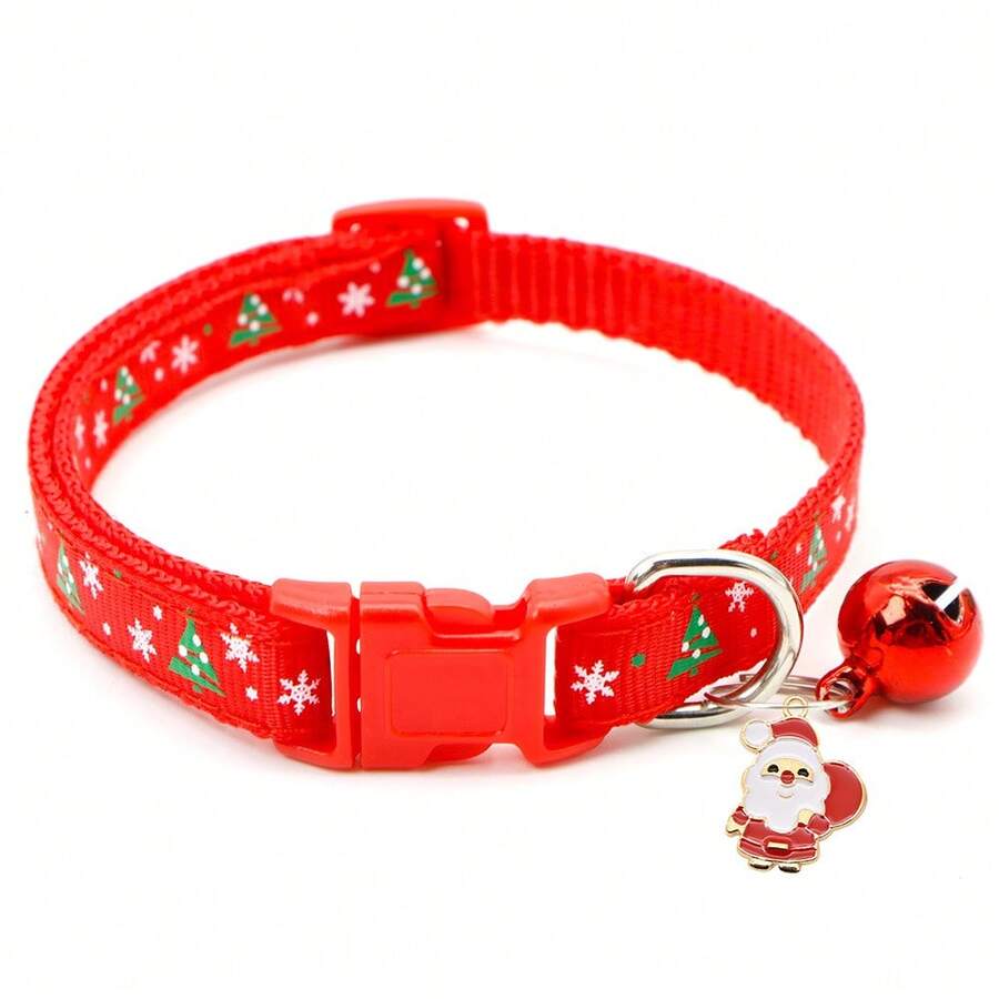 1pc Pet Christmas Collar, Deer, Snowflake Pattern Adjustable Cat & Dog