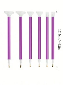 6/12pcs Purple Polka Dot Diamond Painting Set - Fast & Easy Diamond Embroidery Kit With Adhesive & Drill Tools - Multicolor - View 3