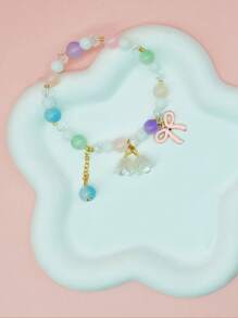 1/5 件可爱多巴胺铃兰蝴蝶结设计简约清新学生友谊手链 - 均碼 - 查看 4