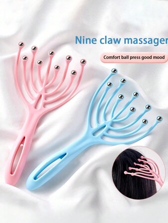 1pc Portable Hand-Held Head Scalp Massager, 9-Claw Design For Hair Growth Promotion, Deep Relaxation, And Stress Relief, Suitable For Office And Home SPA Use,Hair,Hair Tools,Hair Care,School,Back To School,Travel,Travel Essentials,Home Essentials,Spa,Massage Tool,Massage,Massager,Spa