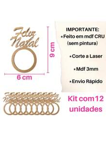 Merry Christmas Napkin Holder Hand Lettering 12 Units Table Setting RAW MDF 3mm Ring Christmas Rings - 米色 - 查看 4
