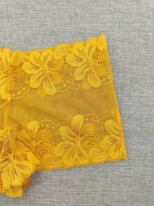 5pcs Sexy Solid Color Panties, Solid Color Lace Floral Pattern Lingerie, Women Underwear Set