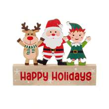 Nuevos adornos de Navidad, figura de hombre de jengibre de galleta de escritorio con soporte de madera, decoración de Halloween - Multicolor - Ver 9