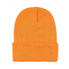 1pc Women's Fashionable Solid Color Knit Beanie Hat, Warm Daily Wear Halloween - Multicolor - View 34