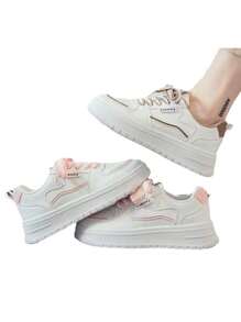 Zapatos De Tenis Mujer De Suela Gruesa Transpirable De Moda - Rosa Roja - Ver 3