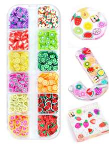 12 griglie Serie di frutta Terracotta Lattice Resina Riempitivo, Argilla polimerica morbida Stampo in silicone per fette di limone, fragola, arancia in resina epossidica, materiali di riempimento per artigianato e decorazione fai-da-te