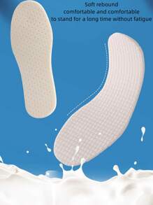 1pair Children's Latex Insoles With Antibacterial And Deodorizing Properties, High Elasticity And Shock Absorption, Comfortable And Breathable, White Shoes With Full Padding For Babies