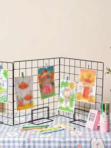 1pc Metal Display Stand For Grid Panels, Grid Display Rack, Grid Hold Base, Wall Grid Accessories, Picture Display Iron Decorative Rack, For Jewelry, School Artwork, Photo Exhibits