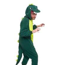 Pijamas Dinosaurio Para Hombre Completa Mameluco Disfraz Adulto - Verde - Ver 2