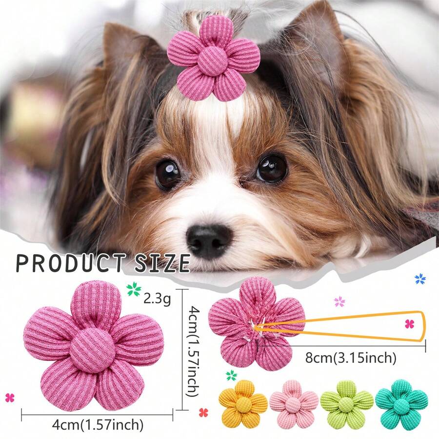 10pcs/Set Pet Flower Headbands, Solid Color Spring Floral Head ...