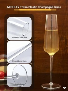 MICHLEY 2Pcs Champagne Flutes Glasses Set, Unbreakable Tritan Plastic Sparkling Wine Glass, Anniversary, Wedding Parties Gifts, Valentine's Day Gift, Party, Birthday Recoration, For Outdoor, Camping, Gift For Father