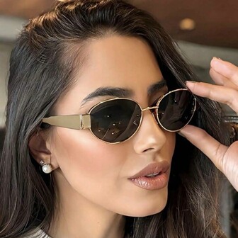 Vintage Oval Fashion Glasses For Women Men Small Metal Frame Fashion Glasses Ladies Fashion Glasses Halloween Basics Fall Winter Women Outfits Clothes Business Casual Gifts For Summer Beach Vacation,Outdoor,Travel