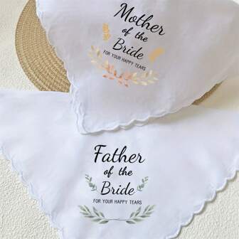 2 件套新娘婚礼装饰方形蕾丝白色手帕新娘母亲/单身派对新娘送礼会、圣诞节