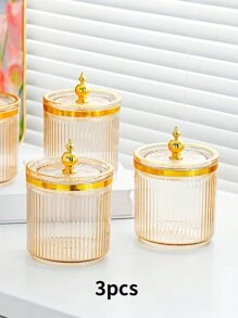 1pc/2pcs/3pcs Storage Jar With Lid & Sealed Metal-Cap, Portable Transparent Candy Jar For Tea, Coffee, Bean, Sugar, Cake, Spice, Home & Kitchen Supplies - Multicolor - View 14