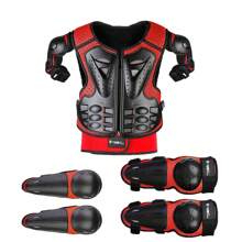 Equipo de moto de campo para niños, 5 piezas, chaqueta de protección de motocicleta juvenil, equipo de protección para motocross con coderas, rodilleras y protector de pecho, apto para niños y niñas de 4 a 12 años, para bicicleta de montaña y ciclismo