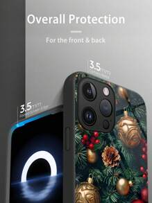 1 pieza Funda de teléfono de vidrio de alta definición con diseño de árbol de Navidad y campana compatible con Apple iPhone 16 Pro Max/16 Pro/16 Plus/16 y Galaxy A55/A54/S24/S24 Plus/S24 Ultra/S24 FE